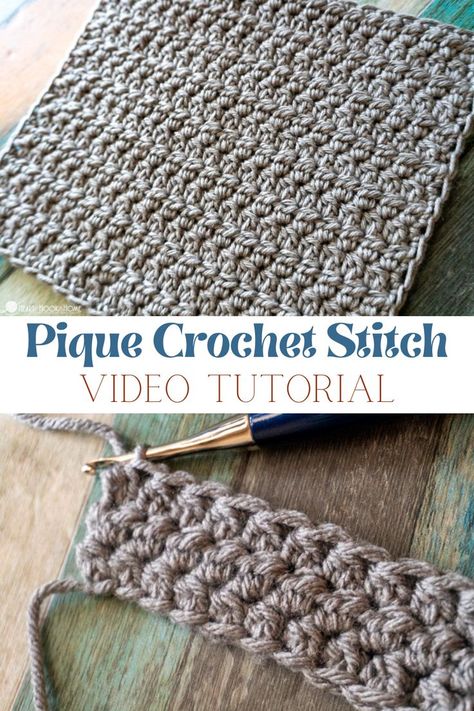 Discover the plush, fast-working Pique Crochet stitch that's perfect for baby blankets, socks, and sweaters. Dive deep with both written and video tutorials. Fast Working Crochet Blanket, Fast Working Crochet Stitches, Crochet Sweater Stitches Patterns, Crochet Stitches For Sweaters, Crochet Grit Stitch Blanket, Sample Stitch Crochet Blanket, Hdc V Stitch Crochet Blanket, One Stitch Repeat Crochet Blanket, Crochet Blanket Diagram