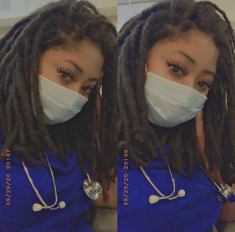 Nurse With Locs, Nurses With Locs, Locs Inspiration, Nurse Bae, Thick Locs, Dread Heads, Loc Inspiration, Scrub Style, Beautiful Locs