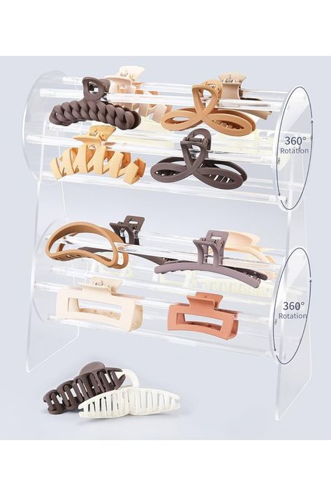 ✨ Best hair accessory arranging with this Claw Clip Organizer! ✨ Crafted from premium quality acrylic, this organizer features a 360-degree rotating clear display stand for easy access to your clips. With easy installation and effective storage, it's the perfect gift for anyone looking to keep their accessories in order. Practical and stylish, this organizer is a must-have for every vanity! 💖💁‍♀️ #ClawClipOrganizer #HairAccessories #VanityOrganization #PracticalLuxury Claw Clip Holder, Claw Clip Organizer, Hair Clip Organizer, Clip Organizer, Hair Clip Holder, Clip Holder, Claw Clips, Claw Clip, Display Stand