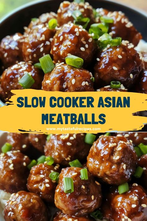 Simple, flavorful, and versatile! These slow cooker Asian meatballs are made with pantry staples and taste incredible with steamed rice or as a standalone appetizer. Japanese Bbq Meatballs, Mongolian Meatballs Recipe Crockpot, Slow Cooker Korean Meatballs, Appetizer Meatballs Easy, Slow Cooker Asian Meatballs, Hawaii Meatballs Slow Cooker, Asian Meatball Recipes Crockpot, Hawian Meatballs Crockpot, Asian Crockpot Meatballs