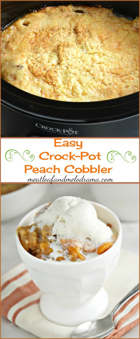 Peach Desserts Easy, Crockpot Peach Cobbler, Cobbler Easy, Crockpot Dessert Recipes, Coconut Dessert, Apple Recipes Easy, Easy Dessert Recipe, Crock Pot Desserts, Slow Cooker Desserts