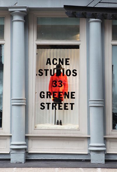 Acne Clothing, Window Signage, Storefront Signs, Retail Signage, Font Shop, Fashion Typography, Window Graphics, Retail Windows, Store Windows