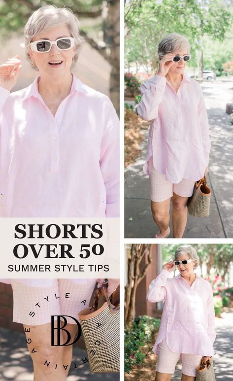 How to wear shorts over 50! I'm never one to shy away from a little fashion controversy - so here are my top 10 favorites from the J.McLaughlin sale, including a linen shirt and short combo outfit. Visit Style At A Certain Age to grab this outfit inspiration for your own closet! Wearing Shorts Over 50, How To Wear Shorts, Summer Bermuda Shorts With Built-in Shorts For Beach Season, Casual Bermuda Shorts With Built-in Shorts For Beach, Casual Spring Shorts With Upf 50+, Linen Knee-length Shorts With Built-in Shorts, Style At A Certain Age, Monochromatic Outfit, Summer Wardrobe Essentials