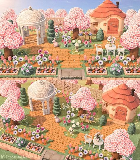 Lex Play on Instagram: “Maggie’s Garden of Regeneration 🌿🌸 This makes me want to do a whole island in cherry blossom season :’) I hope you all have a lovely day!!…” Ac Ideas, Animals Crossing, Blossom Season, Happy Home Designer, Animal Crossing Wild World, Qr Codes Animal Crossing, Blossom Garden, Deco Nature, Acnh Ideas