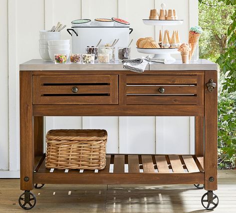 Utility & Storage | Pottery Barn Summer Kitchen Outdoor, Pottery Barn Bar, Barn Bar, Porch Living, Weathered Furniture, Outdoor Kitchen Island, Kitchen Outdoor, Outdoor Cover, Outdoor Kitchens