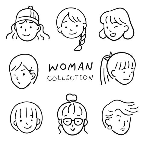 Line Cartoon Drawing, Vintage People Illustration, Cute Face Drawing Easy, Thinking Face Drawing, Person Illustration Simple, How To Doodle People, Simple People Illustration, Cute Illustrations Doodles, Character Journal Ideas