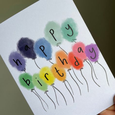 Easy Birthday Cards Drawing, Idea For Birthday Cards, Diy Birthday Cards For Boyfriend Simple, Birthday Card Rainbow, Birthday Card Inspo For Mom, Simple Birthday Cards For Kids, Birthday Cards For Him Diy, Diy Birthday Cards Kids, Happy Birthday Ideas Card