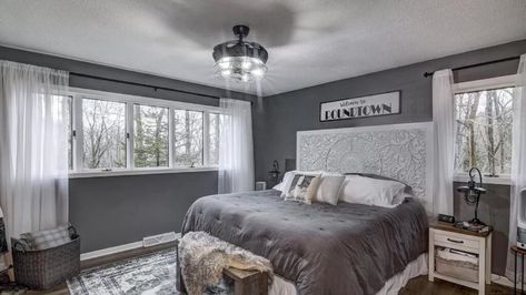 After the images were shared by the popular listing photos account Zillow Gone Wild, it was reposted widely — the point that "Welcome to Poundtown" was a trending topic on Twitter for a number of hours that the afternoon. White And Pink Bedding, Four Post Bed, Airy Bedroom, Board And Batten Wall, Bedroom Signs, House Hunters, Black And White Decor, Above Bed, Pink Bedding