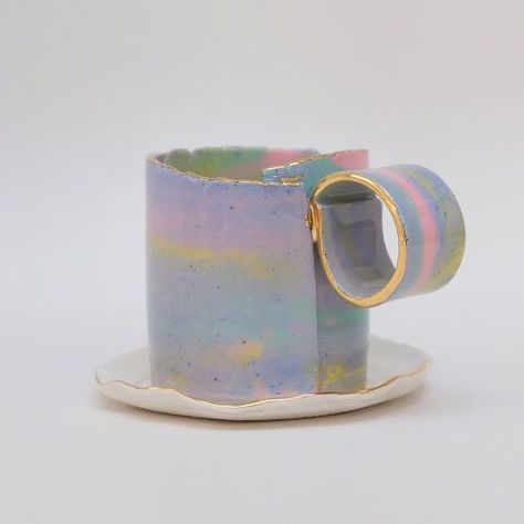 Rainbow Mug, Double Espresso, Ceramic Artwork, Espresso Cups Set, Ceramics Pottery Art, Demitasse Cups, Porcelain Cup, Porcelain Mugs, Ceramic Design