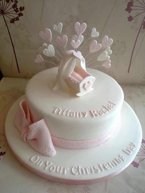 Cradle Christening Cake | www.creationsbypaulajane.co.uk | Flickr Winter Baby Shower Cake, Torturi Baby Shower, Baby Christening Cakes, Christening Cake Girls, Elephant Baby Shower Cake, Baby Shower Cakes Girl, Cakes For Girls, Ballerina Cakes