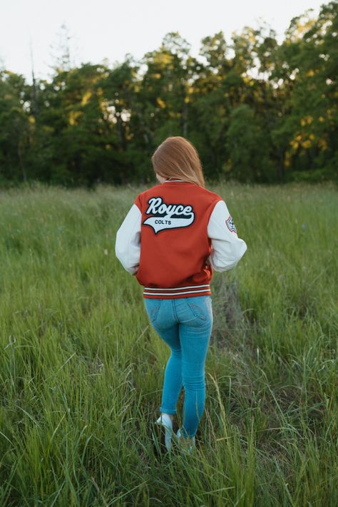 Senior photos Letterman Photoshoot, Senior Photos Letterman Jacket, Lettermen Jacket Senior Pictures, Letterman Jacket Pictures Senior Photos, Senior Picture Letterman Jacket, Senior Pictures With Letterman Jacket, Letter Jacket Senior Pictures, Senior Picture Ideas With Letter Jacket, Senior Pictures Letterman Jacket