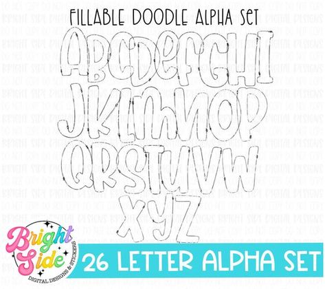 Fonts Box Lettering Alphabet Fonts, Half Block Letters Font, Lettering Ideas Alphabet, Cute Letter Doodles, Doodle Lettering Alphabet Fonts, Fun Fonts Alphabet, Cute Bubble Letters, Cute Letter Fonts, Bubble Letters Designs