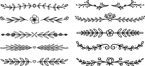 Doodle Dividers, Floral Dividers, Line Clipart, Herbs Plants, Line Border, Branch Vector, Decorative Lines, Flower Sketches, Wallpaper Border