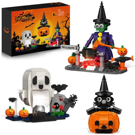 PRICES MAY VARY. Halloween Games Exercise Brain - Halloween gifts kids building blocks kit consists of 3 PCS large firures (with step-by-step instruction) - Ghost pumpkin and witch, and 3 PCS small and simple building bricks with no instruction. Halloween Atmosphere for Kids - Add some extra holiday cheer with our Halloween building brick! Create this lovely ghost witch and pumpkin toy which will bring a lot of fun for family and use as Halloween decoration. Twist the parts to create a festive g