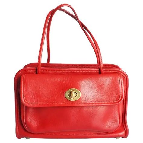 Bonnie Cashin for Coach Mini Safari Tote Red Leather Turn Lock Bag Vintage HTF Bonnie Cashin, Large Suitcase, Handbags And Purses, Metal Tags, Bag Vintage, Vintage Coach, Overnight Bag, Vintage Handbags, Vintage Bags