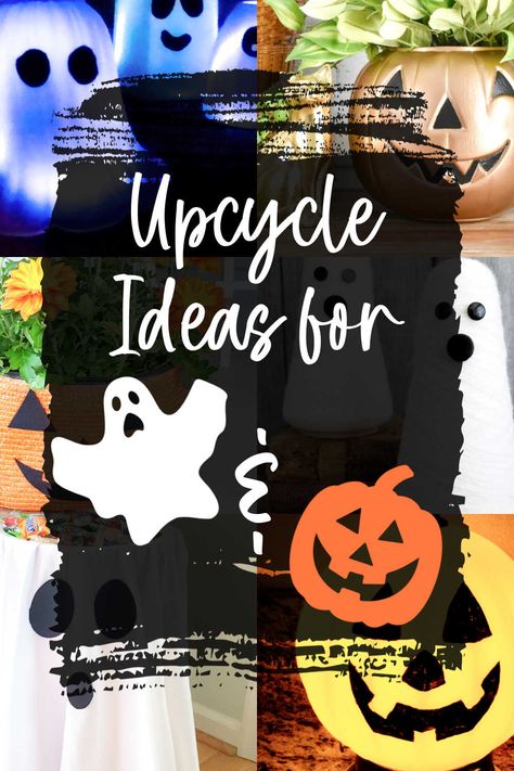 Looking forward to decorating for Halloween with a few ghosts and jack-o-lanterns? These upcycling ideas will have all the good gourds and ghouls running to the thrift store to find future projects on the shelves! Thrift Store Halloween Decorations, Thrifted Halloween Decor, Upcycled Halloween Decorations, Thrifted Halloween, Upcycle Halloween, Lantern Image, Decorating For Halloween, Candy Buckets, Halloween Gourds