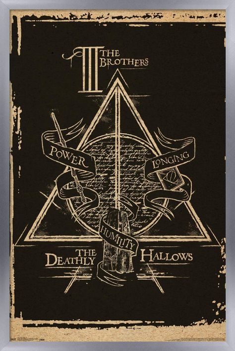 PRICES MAY VARY. PREMIUM PRINTED SATIN FINISH provides dynamic colors without the reflective glare POSTER FRAME is a clean and modern design offered in a variety of colors to showcase the art and compliment any room decor LIGHTWEIGHT & EASY TO HANG construction allows for a quick installation of this framed poster using the attached sawtooth hanger so you can enjoy your wall art immediately PERFECT SIZE for any room; poster is 22.375" x 34" and finished size is 24.25" x 35.75" x .75" EASILY DECO Poster Harry Potter, Harry Potter Print, The Hallow, Harry Potter Poster, Harry Potter Deathly Hallows, The Deathly Hallows, Wizarding World Of Harry Potter, Harry Potter Movies, Trends International