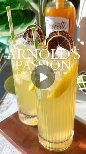 Mocktail Recipes | Alcohol-Free Lifestyle | On The Mocks™️ on Instagram: "ARNOLD’S PASSION 🏌️☀️🍋

Part of the fun in creating new mocktails is coming up with clever names.

Using the fruits + herbs in my recipe, I’ll pair up the flavors with “spritz” or “sparkler,” “splash” or “refresher,” “mule” or “mojito,” “lemonade” or “tea,” “fizz” or “soda.” 

For this one though, mixing zero-sugar green tea (iced) and zero-sugar lemonade, my mind drifted down a path toward the popular summer drink: The Arnold Palmer (⅔ iced tea + ⅓ lemonade). This “pumped up” recipe is so much better though, because it has a burst of passion fruit!

I’ve been having an absolute blast creating new drinks with all of @amoretti’s fun beverage infusions. Take a look at their long list of unique flavors and you’ll neve Popular Summer Drinks, Iced Green Tea, Cold Ice, Mocktail Recipe, Lemon Lime, Passion Fruit, Blood Orange, Alcohol Free, Alcohol Recipes