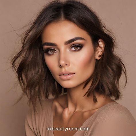 Smokey Eye Brown Eyeshadow, Court Makeup Looks, Makeup Ideas For Family Photos, Metallic Smokey Eye Makeup, Wedding Make Up Hazel Eyes Brown Hair, Simple Dark Makeup Natural, Smoky Natural Eye Makeup, Make Up Smoky Eyes, Make Up Smokey Eye Natural