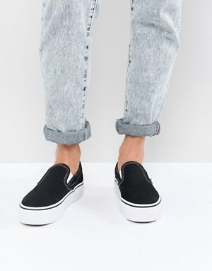 Platform Vans Slip On, Vans Platform Slip On, Vans Slip On Outfit, Vans Slip On Platform, Black Platform Vans, White Platform Vans, White Slip On Vans Outfit, Black Slip On Vans Outfit, Slip On Outfit