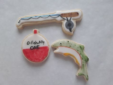 Painting Cookies, Specialty Cookies, Fishing Theme Birthday, Fishing Themed Birthday Party, Sports Cookies, Baby Shower Fishing, Fish Party, Fishing Baby, Fish Cookies