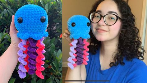 No Sew Jellyfish Crochet, Crochet Cute Patterns, Stitch Videos, Coastal Crochet, Worry Worms, Beginner Amigurumi, Crochet To Sell, Amigurumi Tips, Amigurumi Bee