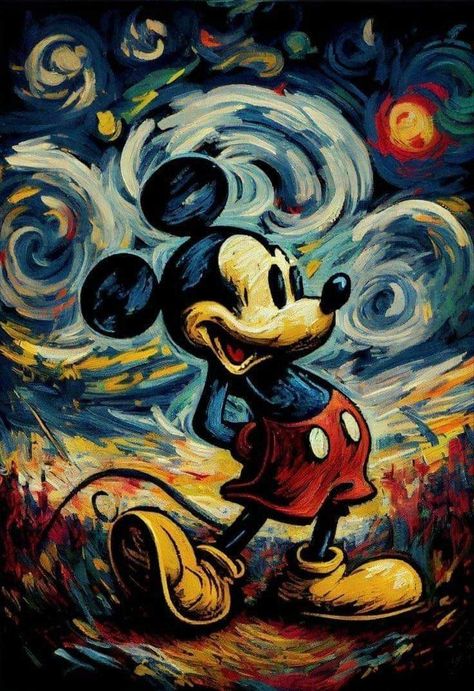 Mickey Mouse Stickers, Disney Pop Art, Mickey Mouse Wallpaper Iphone, Mouse Paint, Mickey Mouse Art, A Starry Night, Disney Posters, Mickey Mouse Wallpaper, Pinturas Disney