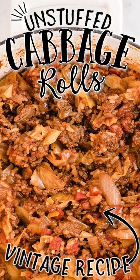 Unstuffed Cabbage Rolls Cabbage Unstuffed Rolls, Baked Cabbage Recipes, Unstuffed Cabbage Roll Casserole, Slavic Recipes, Lazy Cabbage Rolls, Easy Cabbage Rolls, Delicious Entrees, Creamed Cabbage, Unstuffed Cabbage Rolls