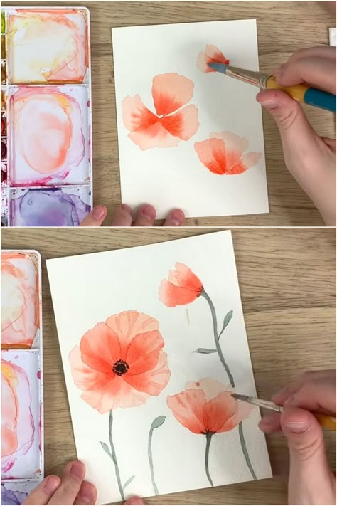 20+ best step by step easy watercolor flowers tutorials & videos on how to paint roses, peonies, hydrangeas, sunflowers, bouquets, & more! – A Piece of Rainbow #watercolor #floral loose floral painting, #painting #artsandcrafts arts and crafts, #art #painting #video #tutorial #watercolour, watercolour, #aquarelle aquarelle, beginner, spring, art, lessons, #spring #rose #flowers Color Tutorial, Watercolor Flowers Tutorial, Watercolor Beginner, Watercolor Tulips, Watercolor Poppies, Watercolor Paintings For Beginners, Paintings Tutorials, Watercolor Lessons, Flowers Tutorial