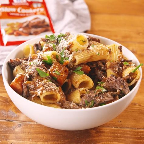 Pot Roast Pasta - Delish.com Pot Roast Pasta, Roast Pasta, Halloween Dinner Recipes, Roast Seasoning, Pot Roast Seasoning, Crockpot Pot Roast, Pasta Pot, Recipes Crock Pot, Brisket Recipes