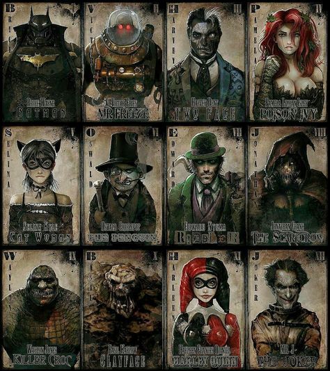 Batman Enemies, Gotham By Gaslight, Cartoon Villains, Kon Bleach, John Gibson, Batman Villains, Gotham Villains, Batman Tattoo, Superhero Poster