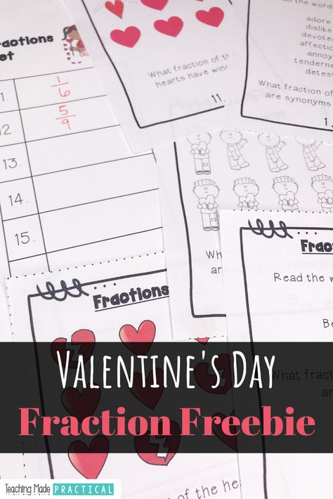 Freebie: Valentine's Day Fraction Task Cards Unit Fractions 3rd Grade, Fraction Games 3rd Grade, Fractions 3rd Grade, Valentines Fractions 3rd Grade, Fraction 2nd Grade, Compare Fractions 4th Grade, Fraction Activity, Fraction Practice, Teaching Math Strategies