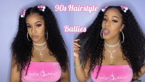 PIGTAILS WITH BALLIES (KNOCKERS)| Half Up Half Down Hairstyle #haircut #hairstyles #haircolor 2 Pigtails Half Up Half Down, Freaknik 90s, Isee Hair, Half Up Half Down Hairstyle, Down Hairstyle, Friends Women, Diamond Teeth, Geometric Hair, Geometric Hair Clip