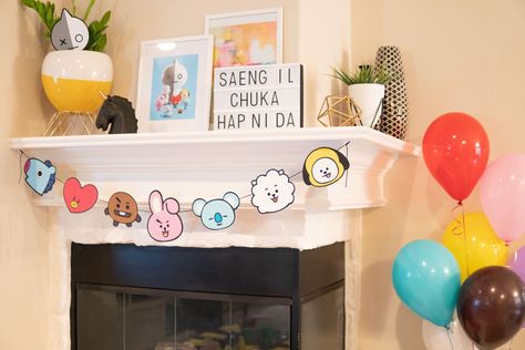 Bangtan Birthday Party! #BTS & #BT21 themed party decor, DIYs, ideas & more Bts Birthday, Diy Bts, Army's Birthday, Bts Happy Birthday, Boy Birthday Decorations, Birthday Party Decorations Diy, Bts Birthdays, Bts Bt21, Birthday Party Theme Decorations