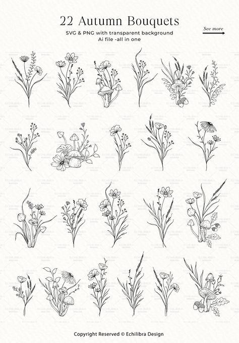 Autumn Floral Line Art Fall Flowers Hand Drawn Autumn - Etsy Canada Fall Line Drawings, Fall Flower Drawings, Autumn Line Art, Line Art Svg, Botanical Line Art, Floral Line Art, Simple Drawings, Floral Doodle, Kids Art Class