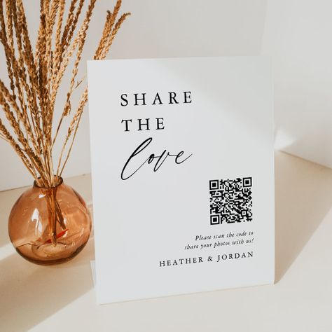 Share The Love Wedding Photo Share QR Code Sign Table Signs Wedding, Signature Wedding Drinks Sign, Minimalist Calligraphy, Wedding Photo Sharing, Wedding Hashtag Sign, Qr Code Sign, Wedding Signature Drinks, Signing Table Wedding, Signs Wedding