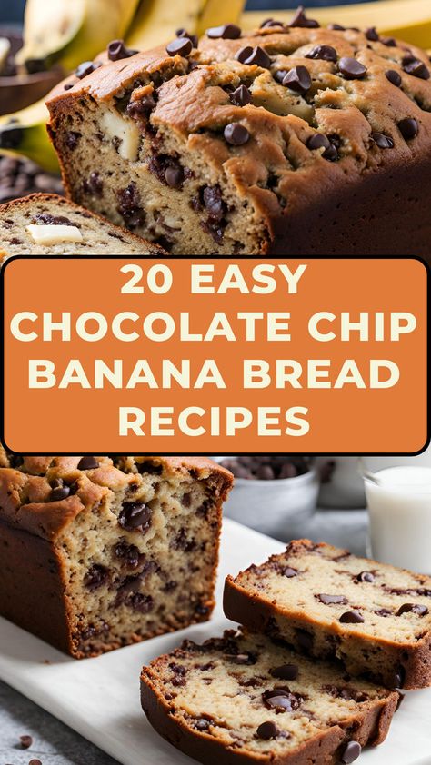 Easy Banana Bread Recipes, Easy Chocolate Chip Banana Bread, Perfect Banana Bread Recipe, Perfect Banana Bread, Chocolate Chip Banana Bread Recipe, Delicious Banana Bread Recipe, Banana Bread Recipe Moist, Easy Banana Bread Recipe, Chocolate Chip Banana