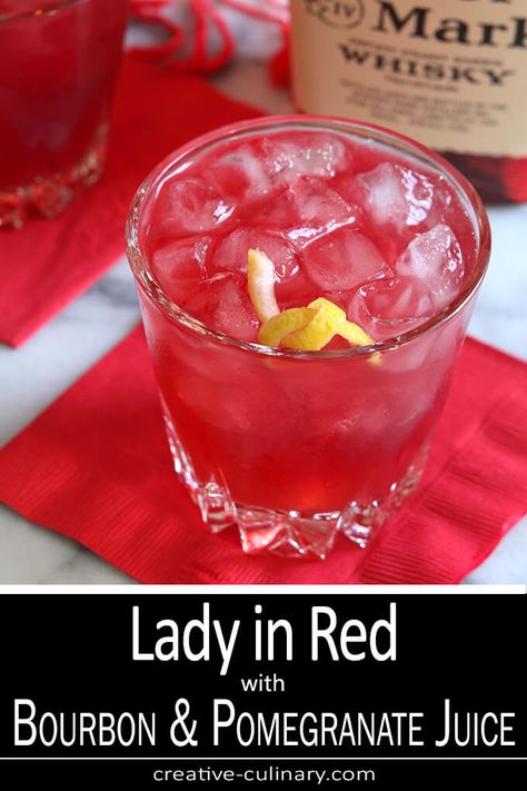 A fabulous cocktail from an award winning mixologist; the Lady in Red - Bourbon, Pomegranate and Ginger Beer Cocktail is beautiful land delicious. via @creativculinary Valentines Cocktails Drink Recipes, Beer Cocktail Recipes, Mixed Cocktails, Ginger Beer Cocktail, Red Drink, Valentine Drinks, Valentine Cocktails, Bourbon Drinks, Red Cocktails