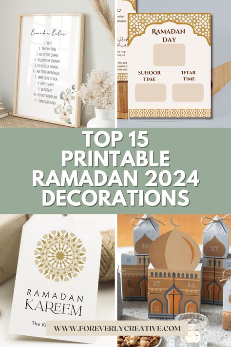 Top 15 Printable Ramadan 2024 Decorations Ramadan Printables Decoration, Ramadan Decorations Printables, Fasting Hours, Ramadan Printables, Eid Decoration, Ramadan Decorations, Free Prints, Engagement Activities, Around The Corner