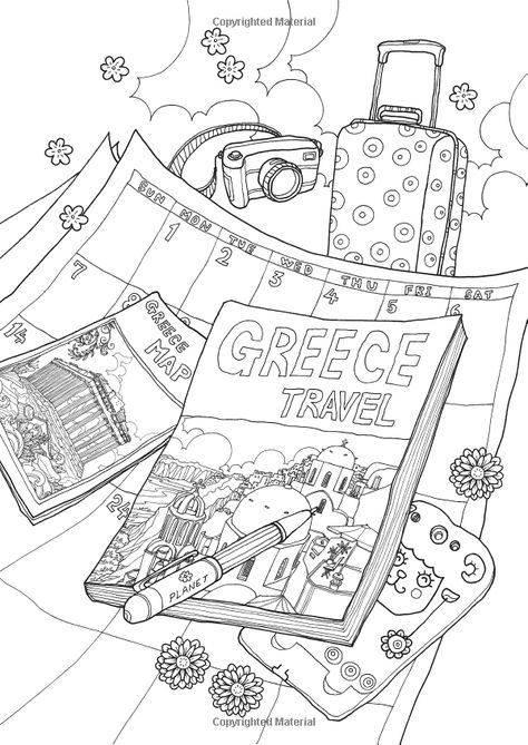 Mamma Mia Coloring Pages, Greek Coloring Pages, Europe Coloring Pages, Greece Coloring Pages, Travel Coloring Pages, Greek Lifestyle, Greek Festival, Adult Coloring Books Printables, Adult Coloring Designs