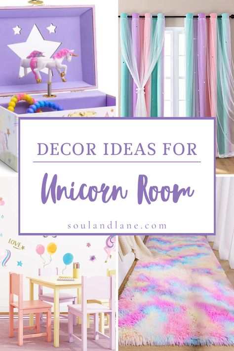 Envision walls painted in soft pastels or adorned with glittering wallpapers that shimmer like fairy dust. Incorporate a rainbow of colors through bedding, curtains, and plush carpets that mimic the mystical aura of a unicorn's mane. Hang whimsical lights or lanterns that cast a gentle, enchanting glow, and scatter plush unicorn toys and pillows for a touch of whimsy. Accentuate with wall decals of unicorns, castles, and rainbows to complete the fantasy. These ideas promise to turn your space in Glittering Wallpapers, Mermaid And Unicorn Bedroom, Toddler Unicorn Room, Princess Unicorn Bedroom, Unicorn Room Decor Kids Girls Bedroom, Girls Unicorn Bedroom Ideas, Kids Unicorn Bedroom, Unicorn Bedroom Ideas Kid Rooms, Unicorn Nursery Theme