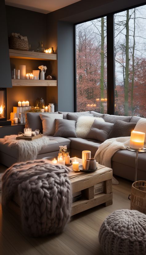 décoration salon cocooning Salon Cosy Chic, Diy Winter Decorations, Winter Decor Diy, Diy Winter Decor, Winter Mantel Decor, Festive Fireplace, Winter Decorating Ideas, Winter Decor Ideas, Cosy Decor