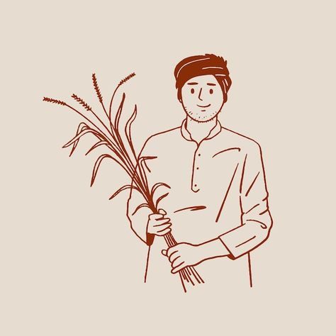 Indian Farmers Illustration, Indian Farmer Illustration, Farmers Illustration, Farm Sketch, Farmer Illustration, Farmer Working, Farmers Day, Hand Drawn Vector Illustrations, Hand Drawn Vector