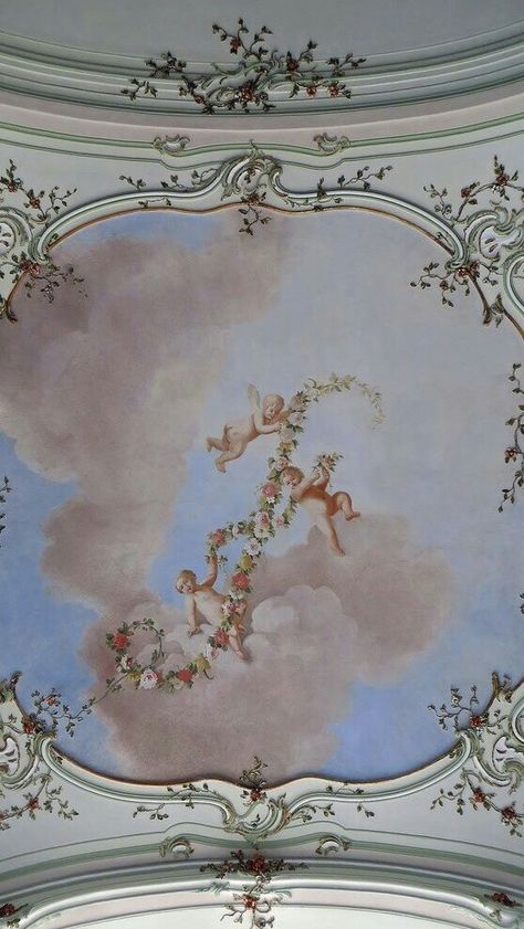 ✶ 🎀 𝓢𝓸𝓵𝓷𝓮𝓭𝓰𝓪𝓷𝓰 🎀 ✶ Painted Ceiling, Wikimedia Commons, Palace, Ceiling, Flowers, Blue