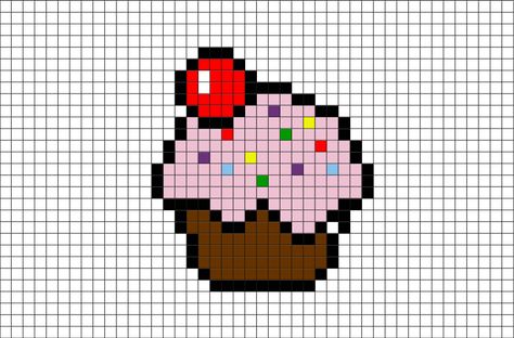 Cupcake Pixel Art from BrikBook.com #Cupcake #small #sweet #delicious #treat #pixel #pixelart #8bit Shop more designs at http://www.brikbook.com Pixel Art Grid Easy Small Cute, Pixel Art Easy Small Cute, Small Pixel Art Ideas, Grille Pixel Art, Pixel Art Minecraft, Pixel Art Food, Image Pixel Art, Modele Pixel Art, Easy Pixel Art