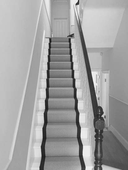 portfolio carpets grey carpet black border stairs 02 Black And White Stairs, Gray Stairs, White Hallway, Victorian Hallway, Painted Staircases, Stair Banister, White Stairs, Staircase Runner, House Staircase