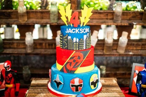 Power Rangers Birthday Party Ideas, Power Rangers Birthday Party, Power Rangers Birthday Cake, Power Rangers Birthday, Festa Power Rangers, Power Ranger Cake, Power Ranger Birthday Party, Power Ranger Party, Power Rangers Ninja Steel