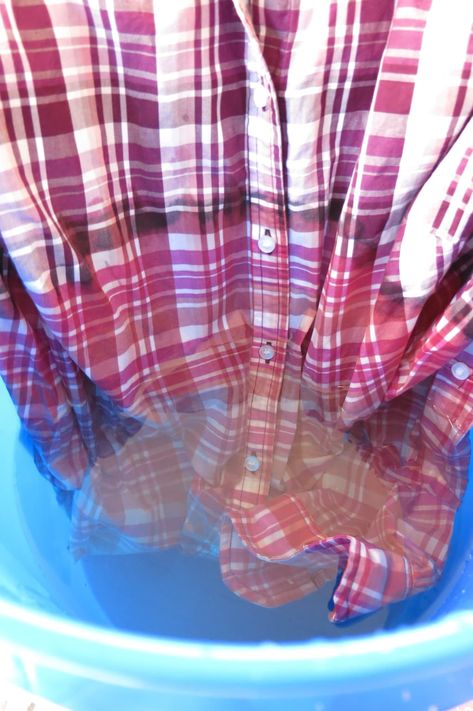 DIY Fashion: How to Ombré Bleach or Bleach Dye a Shirt | Bellatory Dip Bleach Flannel Diy, Bleaching A Flannel Shirt, Bleach Ombre Shirt, Distressed Flannel Shirts How To, Bleach Dipped Flannel Diy, Diy Distressed Flannel Shirt, How To Bleach Flannel Shirts, How To Bleach Flannels Diy, How To Bleach Flannel Shirts Plaid