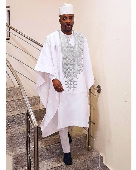 White Agbada, African Male Suits, Agbada Design, African Traditional Wear, Matching Pants Set, African Suit, Nigerian Men Fashion, Wedding Suits Groom, African Clothing For Men