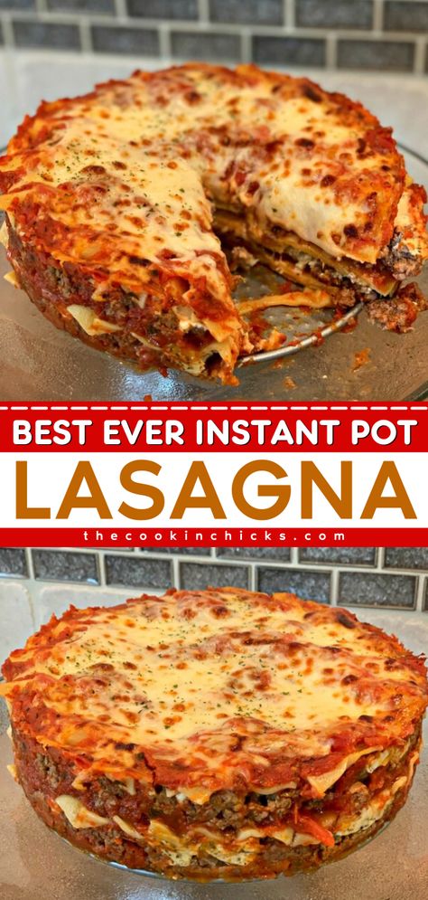 A comfort food idea in one pot! This easy Instant Pot recipe is also a busy weeknight dinner. In just minutes, you can cook up the BEST EVER Instant Pot Lasagna that's creamy, cheesy, and meaty with a rich sauce! Pot Lasagna Recipe, Simple Pasta Recipe, Instant Pot Lasagna Recipe, Instant Pot Lasagna, The Cookin Chicks, Best Lasagna Recipe, Chicke Recipes, Instant Pot Pasta Recipe, Simple Pasta